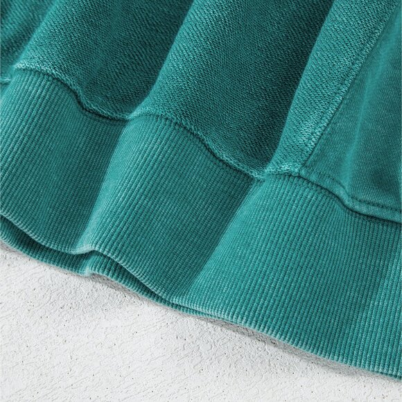 Skobeloff Solid Color Notched Neck Drop Shoulder Sweatshirt - Picture 9 of 11